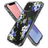 Spigen Cyrill Cecile iPhone 12 Mini kék virág mintás, hátlap, tok, átlátszó
