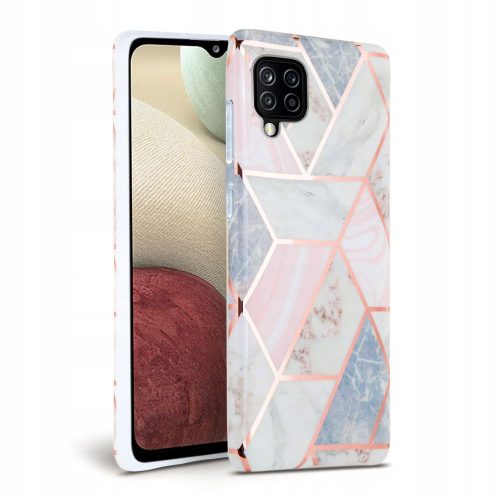 Tech-Protect Marble Samsung Galaxy A12 hátlap, tok, márvány mintás, rózsaszín