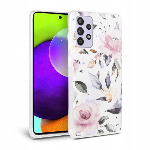 Tech-Protect Floral Samsung Galaxy A52 5G/LTE hátlap, tok, mintás, fehér