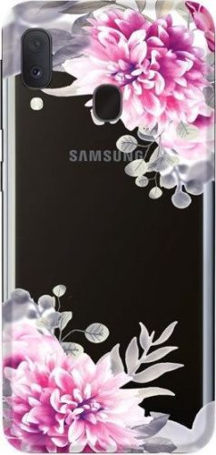 Casegadget Samsung Galaxy A20e fehér virágok mintás, hátlap, tok, színes