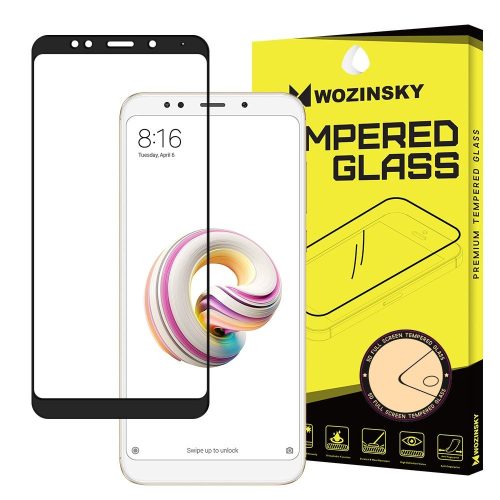 Wozinsky Xiaomi Redmi 5 Plus / Redmi Note 5 (egy-kamerás) 5D Full Glue teljes kijelzős edzett üvegfólia (tempered glass) 9H keménységű, tokbarát, fekete