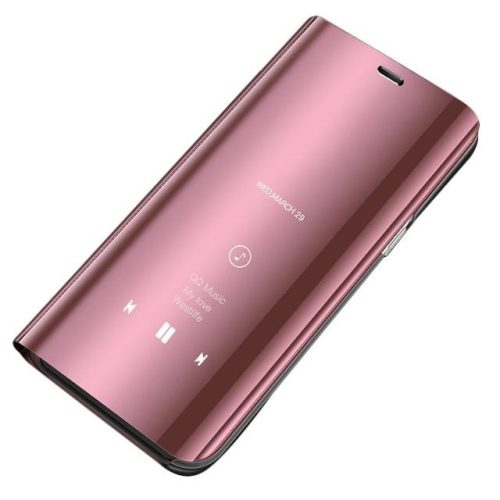 Clear View Case cover Huawei P20 Lite oldalra nyíló tok, rozé arany