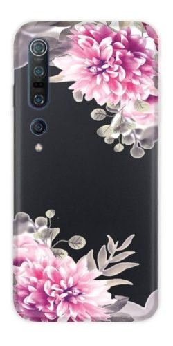 Casegadget Xiaomi Mi 10/Mi 10 Pro rózsaszín virág mintás tok, hátlap, színes