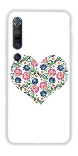 Casegadget Xiaomi Mi 10/Mi 10 Pro virág szív mintás tok, hátlap, színes