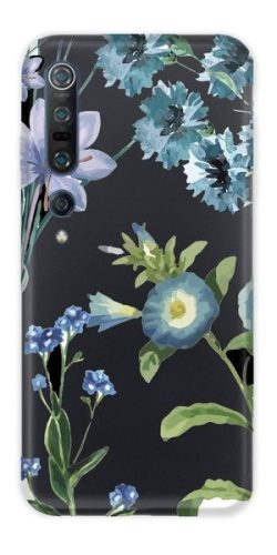 Casegadget Xiaomi Mi 10/Mi 10 Pro kék virág mintás tok, hátlap, színes