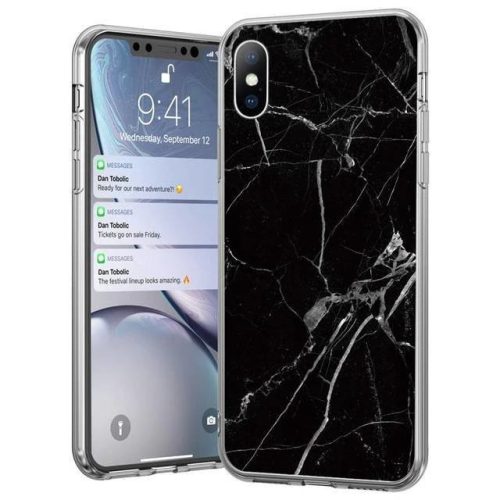 Wozinsky Samsung Galaxy A40 Marble case márvány mintás hátlap, tok, fekete