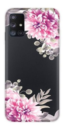 Casegadget Samsung Galaxy A71 rózsaszín virág mintás tok, hátlap, színes