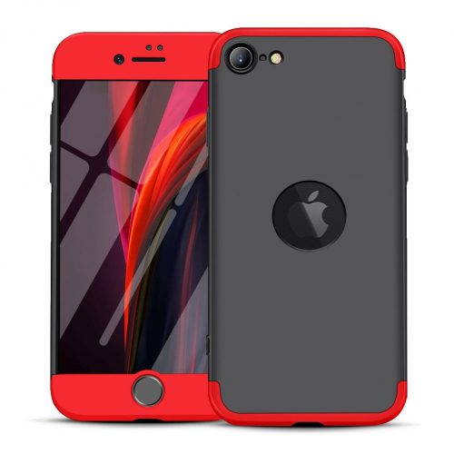 Full body Case 360 iPhone 7/8/SE (2020) hátlap, tok, fekete-piros
