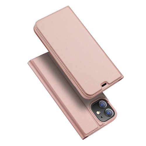 Dux Ducis Skin Pro  iPhone 12/12 Pro oldalra nyíló tok, rozé arany
