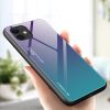 Gradient Glass Durable Cover with Tempered Glass Back iPhone 12 Mini hátlap, tok, zöld-lila