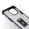 Crystal Ring Kickstand iPhone 13 Pro kitámasztható ütésálló hátlap, tok, ezüst-fekete