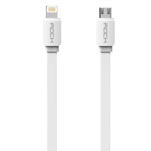 Rock lightning/Micro-USB kombinált kábel, 200 cm, fehér