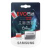 Samsung Evo Plus micro SDXC, 64GB, class 10, UHS-I, 100 MB/s, memóriakártya adapterrel