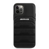 AMG iPhone 12/12 Pro Leather Debossed Lines eredeti bőr (AMHCP12MGSEBK) hátlap, tok, fekete