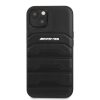 AMG iPhone 13 Leather Debossed Lines eredeti bőr (AMHCP13MGSEBK) hátlap, tok, fekete
