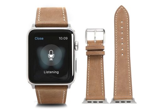 Apple Watch borjú bőr 44mm óraszíj, világos barna