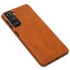 Nillkin Qin Leather Samsung Galaxy S21 oldalra nyíló eredeti bőr tok, barna