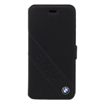BMW iPhone 6/6S Signature Slanted Logo oldalra nyíló tok, fekete