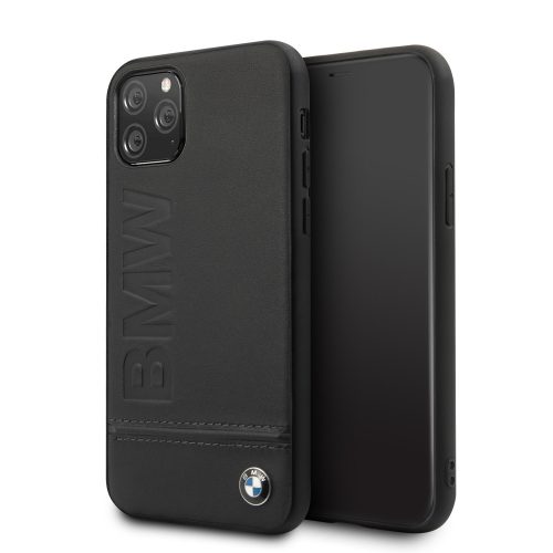 BMW iPhone 11 Pro Signature Logo Imprint eredeti bőr (BMHCN58LLSB) hátlap, tok, fekete