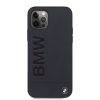 BMW iPhone 12 Pro Max Leather Hot Stamp eredeti bőr, (BMHCP12LSLLNA) hátlap, tok, sötétkék