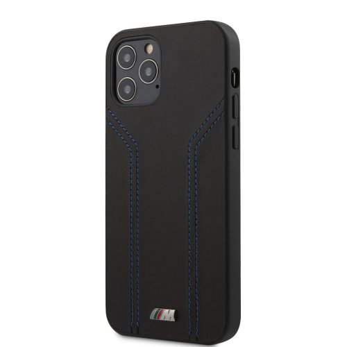 BMW iPhone 12/12 Pro M-Collection Blue Lines Carbon Hard (BMHCP12MDLBK) hátlap, tok, fekete
