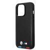 BMW iPhone 14 Pro Leather Stamp Tricolor (BMHCP14L22PTDK) hátlap, tok, fekete