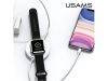 USAMS US-CC096 2in1 Wireless Qi Charger, iPhone, iWatch, AirPods vezeték nélküli töltő, lightning kábellel, fekete 