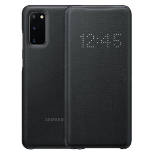 Samsung gyári LED S-View Case cover Samsung Galaxy S20 (EF-NG980PBE) oldalra nyíló tok, fekete