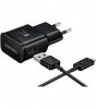 Samsung EP-TA200EBE+EP-DG970BBE USB gyári hálózati töltő, gyorstöltő adapter+USB-C kábel, 1.5m, 15W, (doboz nélküli), fekete