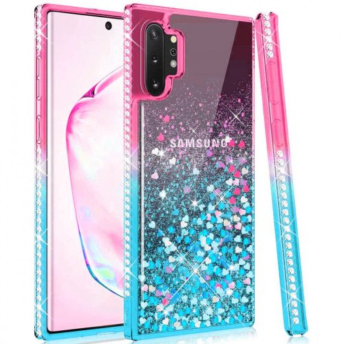 Diamond Liquid Samsung Galaxy A41 hátlap, tok, rózsaszín-kék