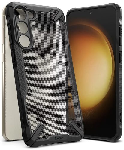 Ringke Fusion X Samsung Galaxy S23 Ultra hátlap, tok, terepmintás, fekete