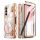 Supcase Cosmo Samsung Galaxy Z Fold 4 hátlap, tok, márvány mintás, rózsaszín