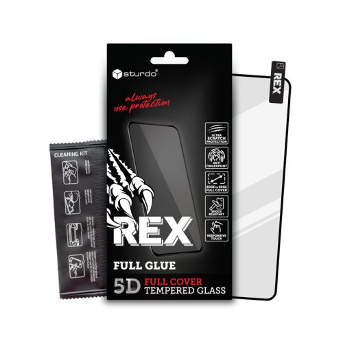 Sturdo Rex Kijelzővédő üveg iPhone 12/12 Pro fekete, Full Glue 5D