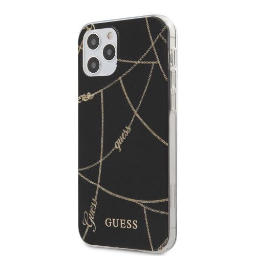 Guess iPhone 12/12 Pro Gold Chain Collection (GSM103730) hátlap, tok, fekete