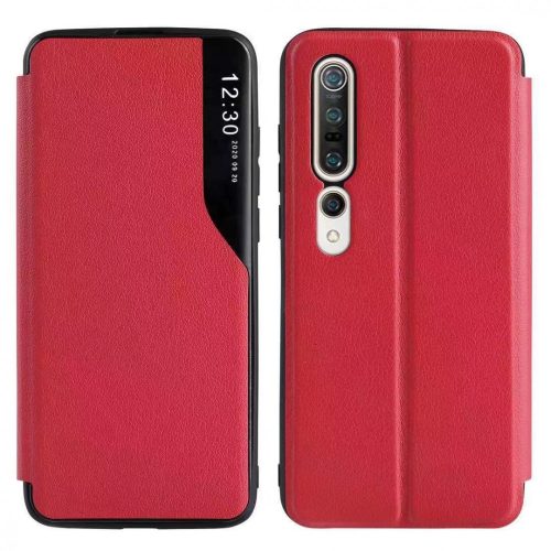 Eco Leather View Case Xiaomi Redmi Note 10/Note 10S oldalra nyíló tok, piros