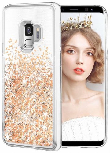 Liquid Sparkle Samsung Galaxy A22 4G hátlap, tok, arany