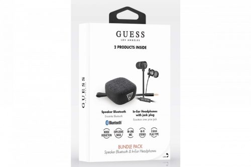 Guess GUBPERSPBK Bundle In-Ear Headset, vezetékes fülhallgató és Bluetooth Speaker hordozható hangszóró, fekete