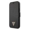 Guess iPhone 12/12 Pro Saffiano Triangle (GUFLBKP12MVSATMLBK) oldalra nyíló tok, fekete