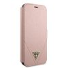 Guess iPhone 12/12 Pro Saffiano Triangle (GUFLBKP12MVSATMLPI) oldalra nyíló tok, rózsaszín
