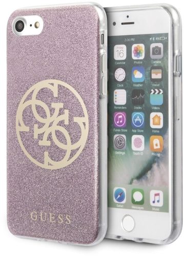 Guess Glitter Circle 4G iPhone 6/6S/7/8/SE (2020) (GUHCI8PCUGLPI) hátlap, tok, rózsaszín