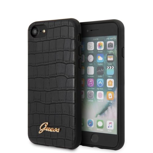 Guess iPhone 7/8/SE (2020) Croco Vintage (GUHCI8PCUMLCRBK) hátlap, tok, fekete