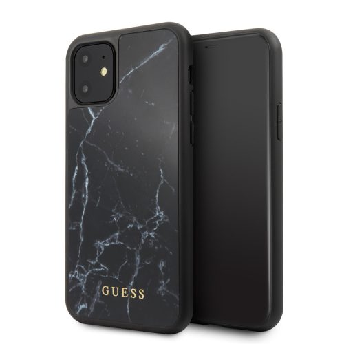 Guess iPhone 11 Marble Case márvány mintás (GUHCN61HYMABK) hátlap, tok, fekete