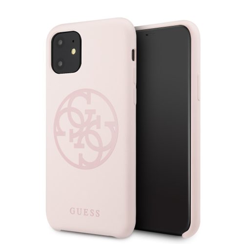 Guess iPhone 11 Silicone 4G Tone On Tone (GUHCN61LS4GLP) hátlap, tok, rózsaszín