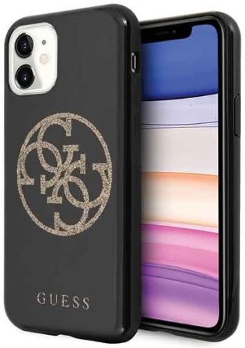 Guess iPhone 11 4G Glitter Circle Logo (GUHCN61TPUBKGLG) hátlap, tok, fekete