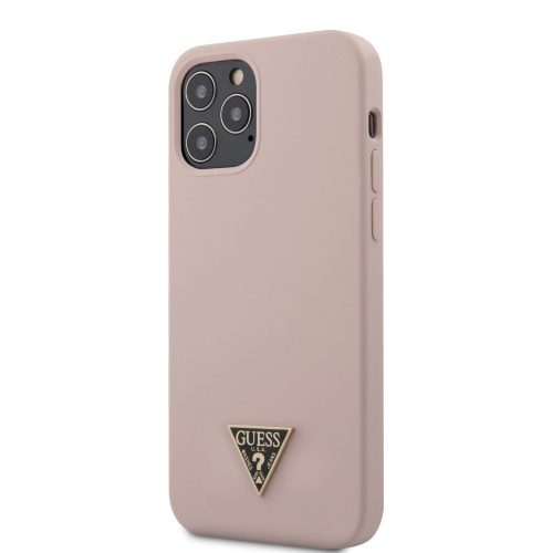 Guess iPhone 12 Pro Max Metal Triangle (GUHCP12LLSTMLP) hátlap, tok, rózsaszín