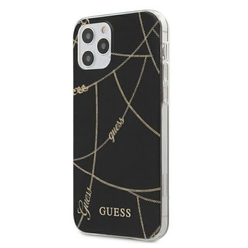 Guess iPhone 12 Pro Max Gold Chain Collection (GUHCP12LPCUCHBK) hátlap, tok, fekete