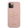 Guess iPhone 12 Pro Max Saffiano Big 4G Metal Logo (GUHCP12LSA4GGPI) hátlap, tok, rózsaszín