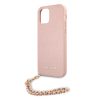 Guess iPhone 12 Pro Max Saffiano Gold Chain (GUHCP12LSASGPI) hátlap, tok, rózsaszín