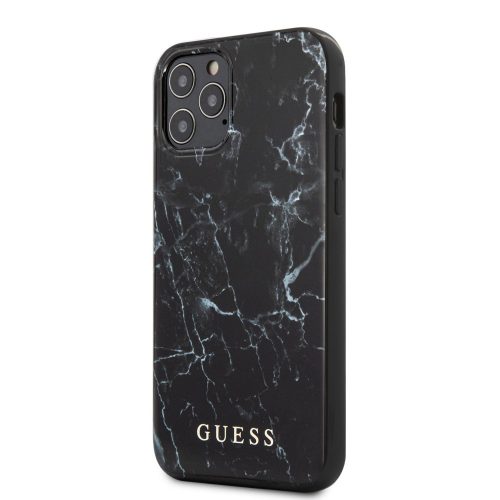 Guess iPhone 12/12 Pro Marble Case márvány mintás (GUHCP12MPCUMABK) hátlap, tok, fekete