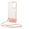 Guess iPhone 14 Pro Translucent Pearl Strap (GUHCP14LHGCOHP) hátlap, tok, rózsaszín